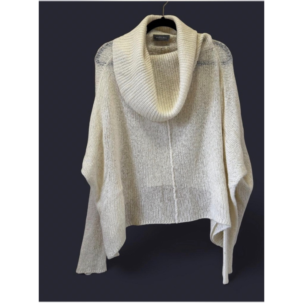 Wooden Ships Paola Buendia Ivory Knit Cowl Neck Poncho Sweater Women’s S/M Boho